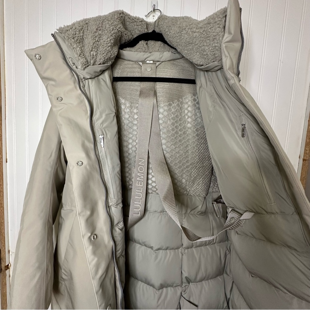 Lululemon Snow Warrior Long Parka in Raw Linen Size 8 - Picture 9 of 14